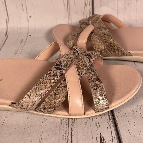 Vionic Dava Boa Blush Pink Snakeskin Nubuck Slide Womens Sandal Size 6.5 - Picture 9 of 13